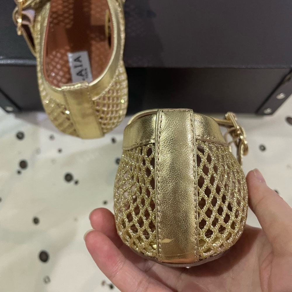 Alaïa Metallic Gold Mesh Mary Jane Shoes - Picture 12 of 12